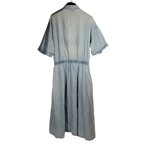 VTG Fads Button Shirt Dress Jeans Light-Wash Blue Maxi Cottage Prairie Modest - Picture 5 of 6